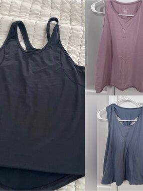 3 Nike Women's Tank Tops - Black, pink/mauve and Slate Blue